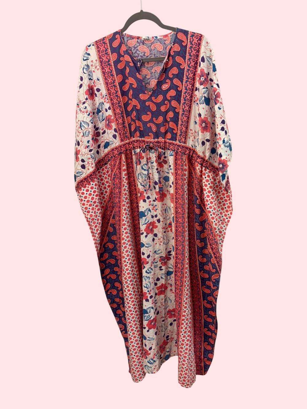 Kimono Bat Wing Sleeve Maxi Tie Waist Boho Effortlessly Chic Comfort Beachy